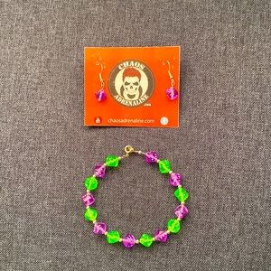 Set of tiny dice earrings and bracelet